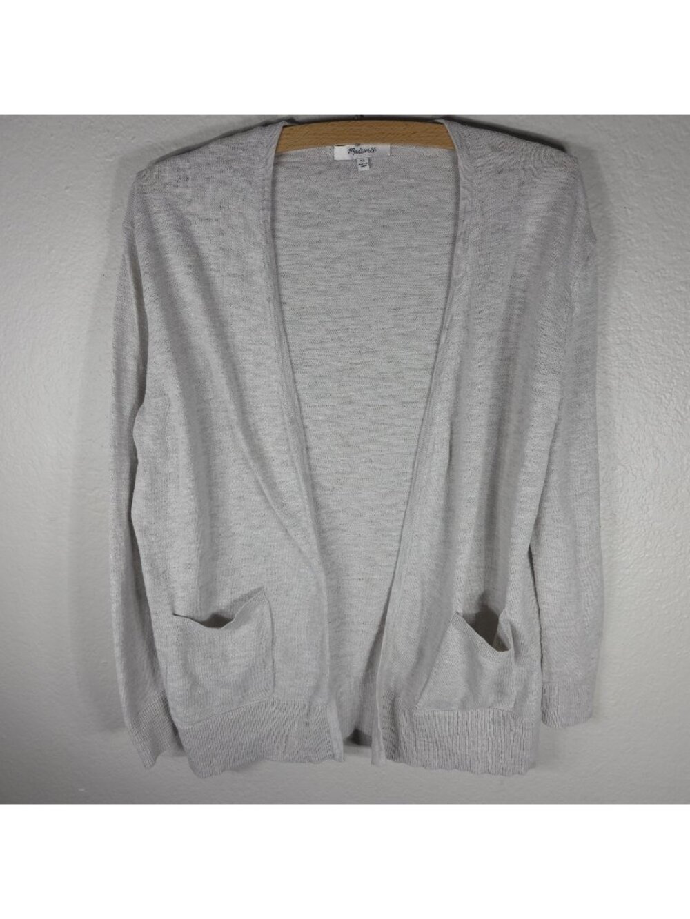 Madewell  Light Gray XS Open Front Cardigan Sweater Pockets Knit Cotton